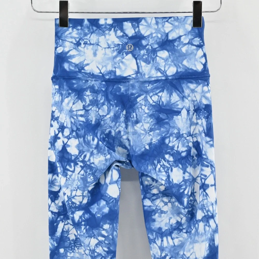 Lululemon Wunder Under High Rise Leggings Womens‎ Size 2 Blue Shibori Tie Dye